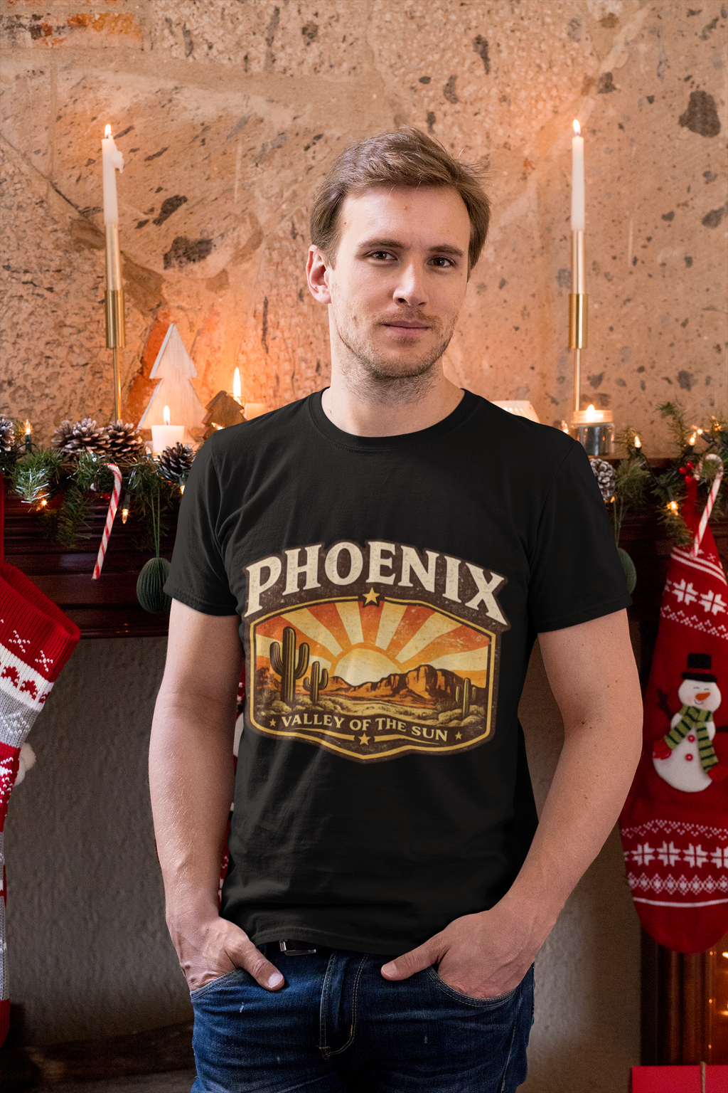 Phoenix Valley of the Sun Tee — Vintage Desert Sunset T-Shirt — side view