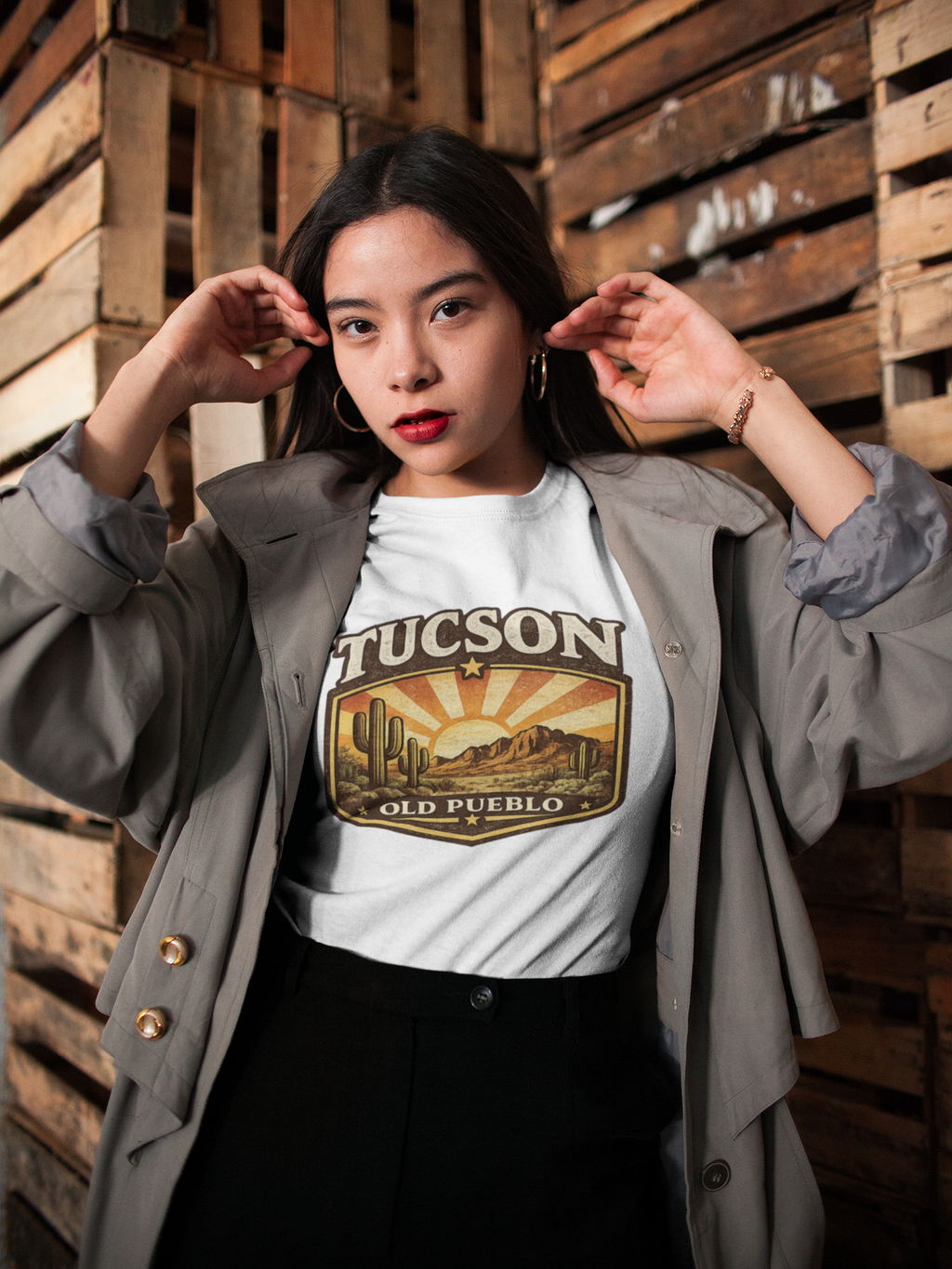 Tucson Vintage Sunset Tee — 'Old Pueblo' Desert Graphic T-Shirt — side view