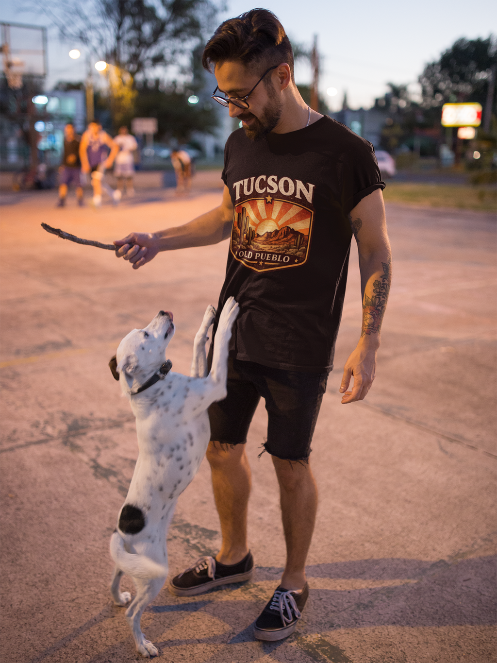 Tucson Vintage Sunset Tee — 'Old Pueblo' Desert Graphic T-Shirt — detail view
