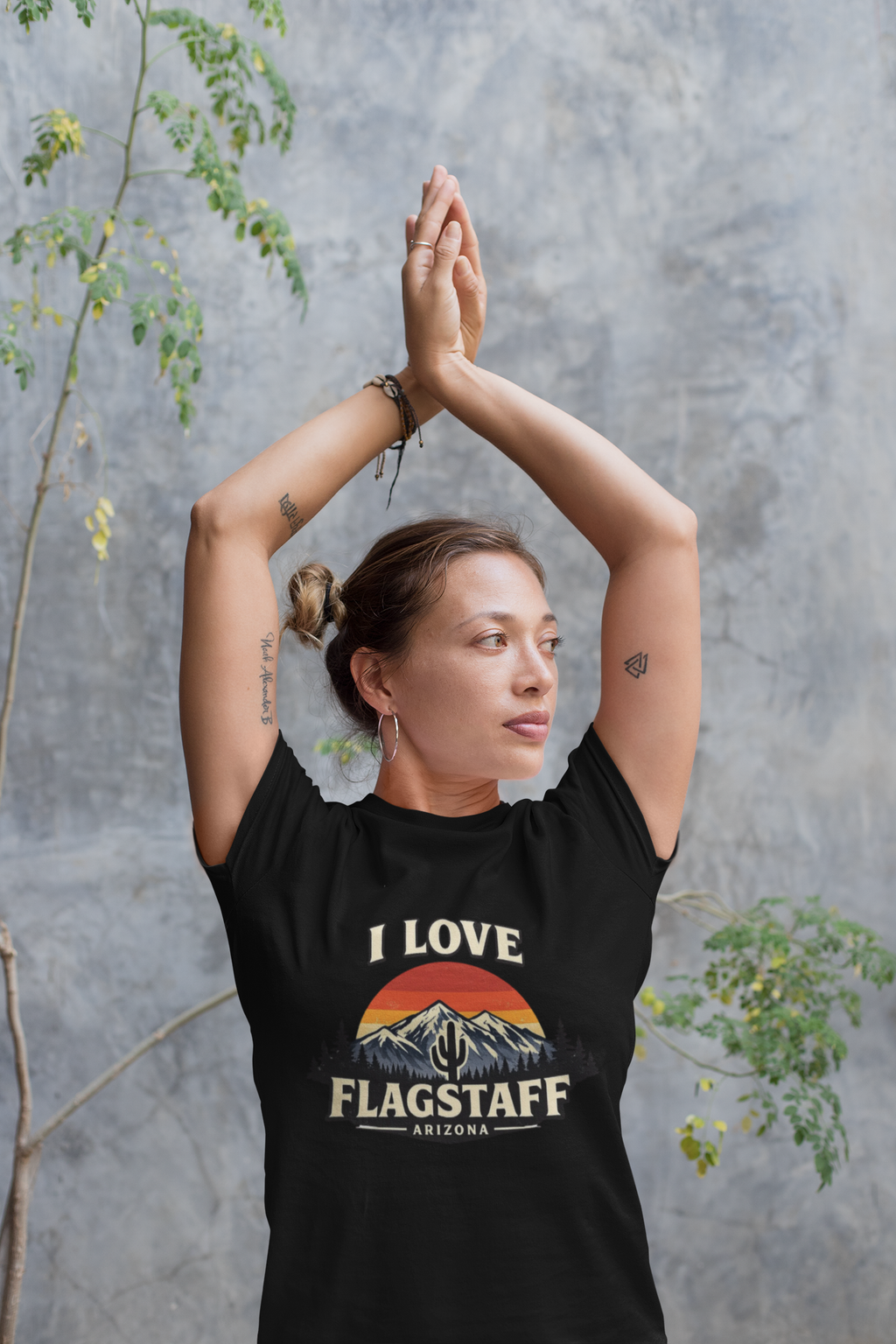 I Love Flagstaff Retro Mountain T‑Shirt — Flagstaff, AZ Travel Tee — side view