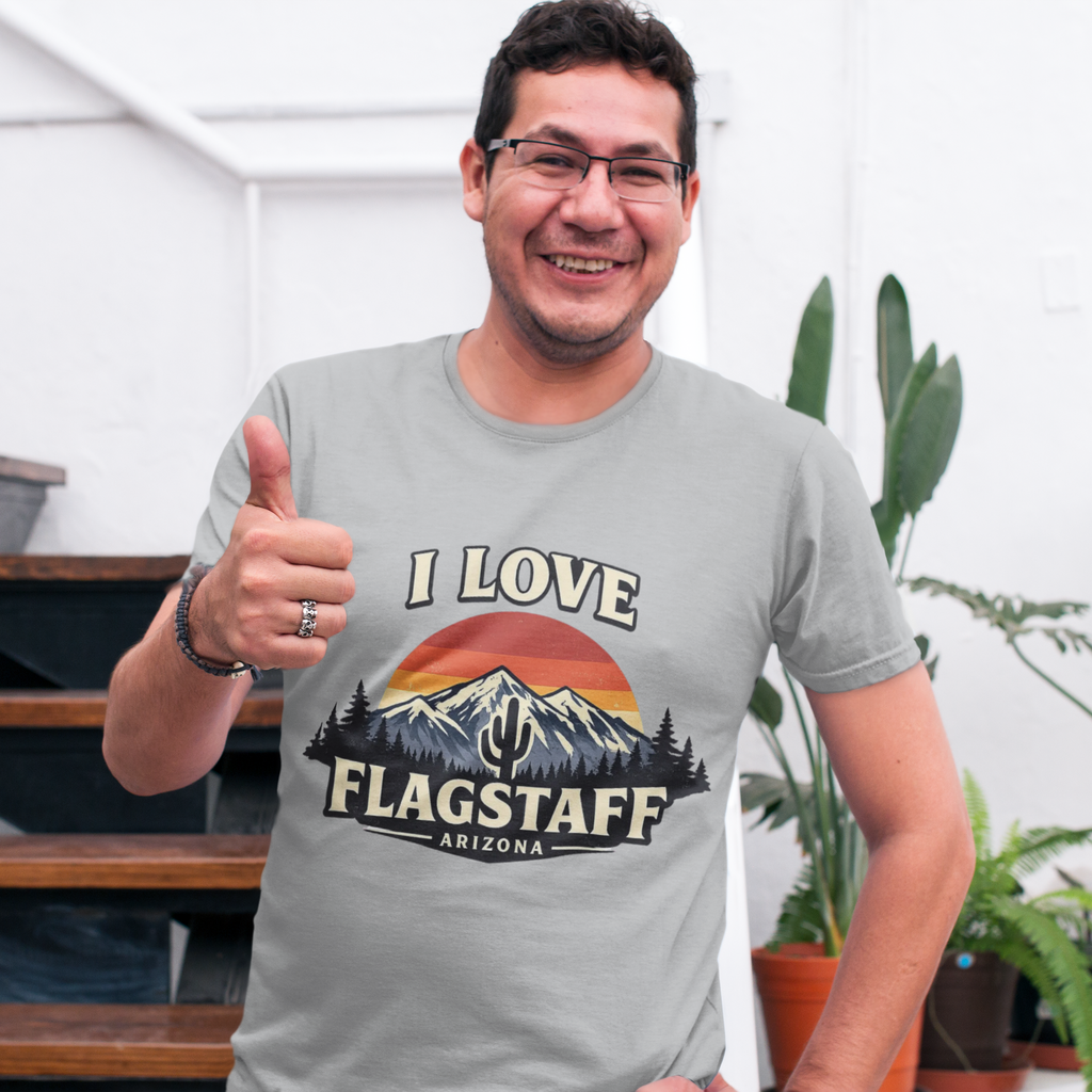 I Love Flagstaff Retro Mountain T‑Shirt — Flagstaff, AZ Travel Tee — back view