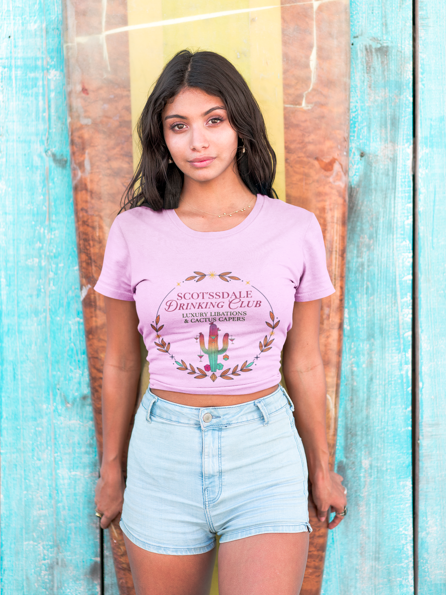 Scottsdale Drinking Club Tee — Cactus & Cocktail Graphic T-Shirt — side view