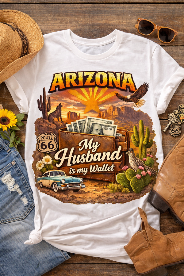 My Husband Is My Wallet T-Shirt — Funny Married Couple Tee — front view