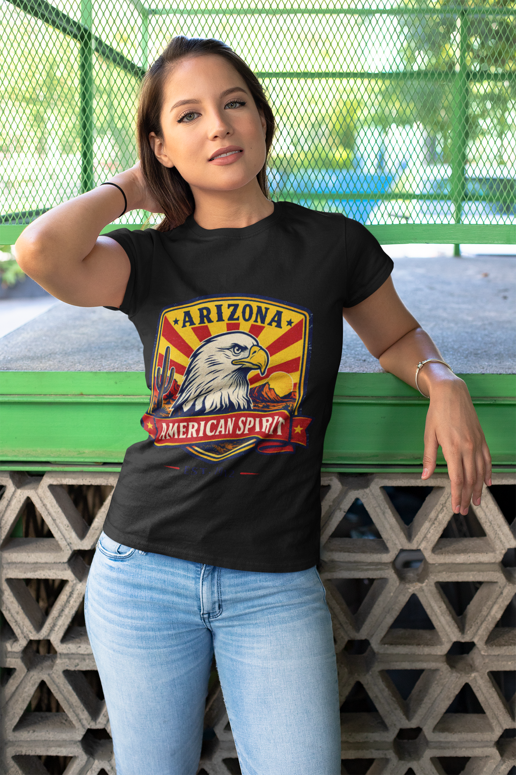 Arizona American Spirit Eagle T-Shirt — Patriotic Desert Vintage Graphic Tee — back view