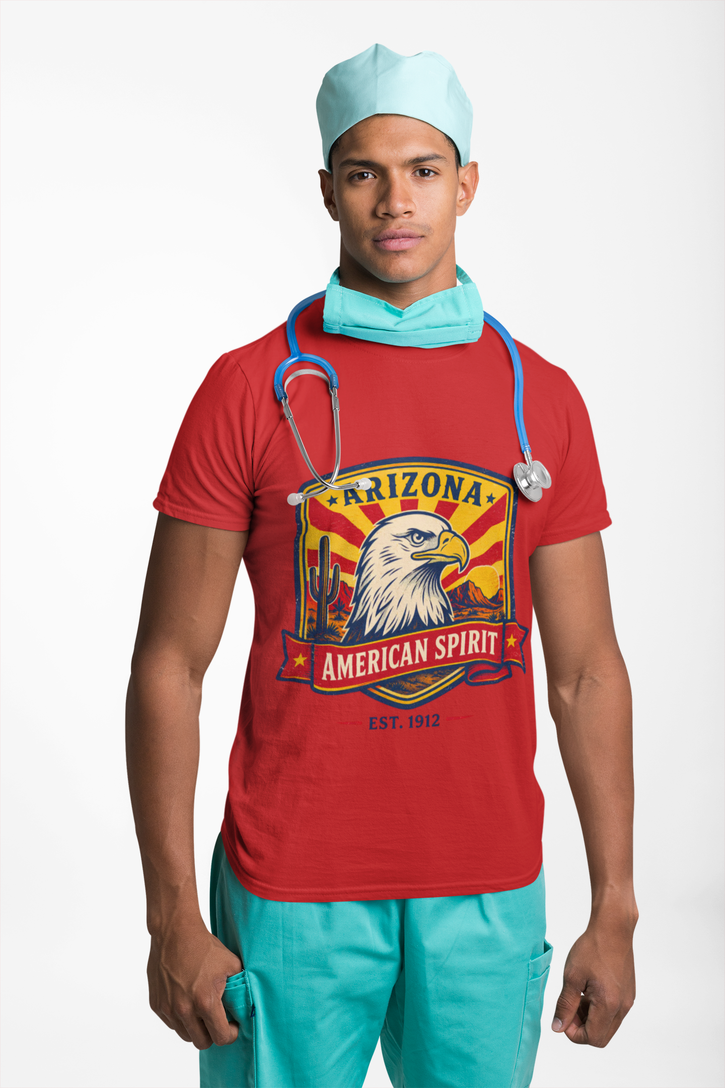 Arizona American Spirit Eagle T-Shirt — Patriotic Desert Vintage Graphic Tee — side view