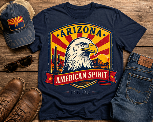 Arizona American Spirit Eagle T-Shirt — Patriotic Desert Vintage Graphic Tee — front view