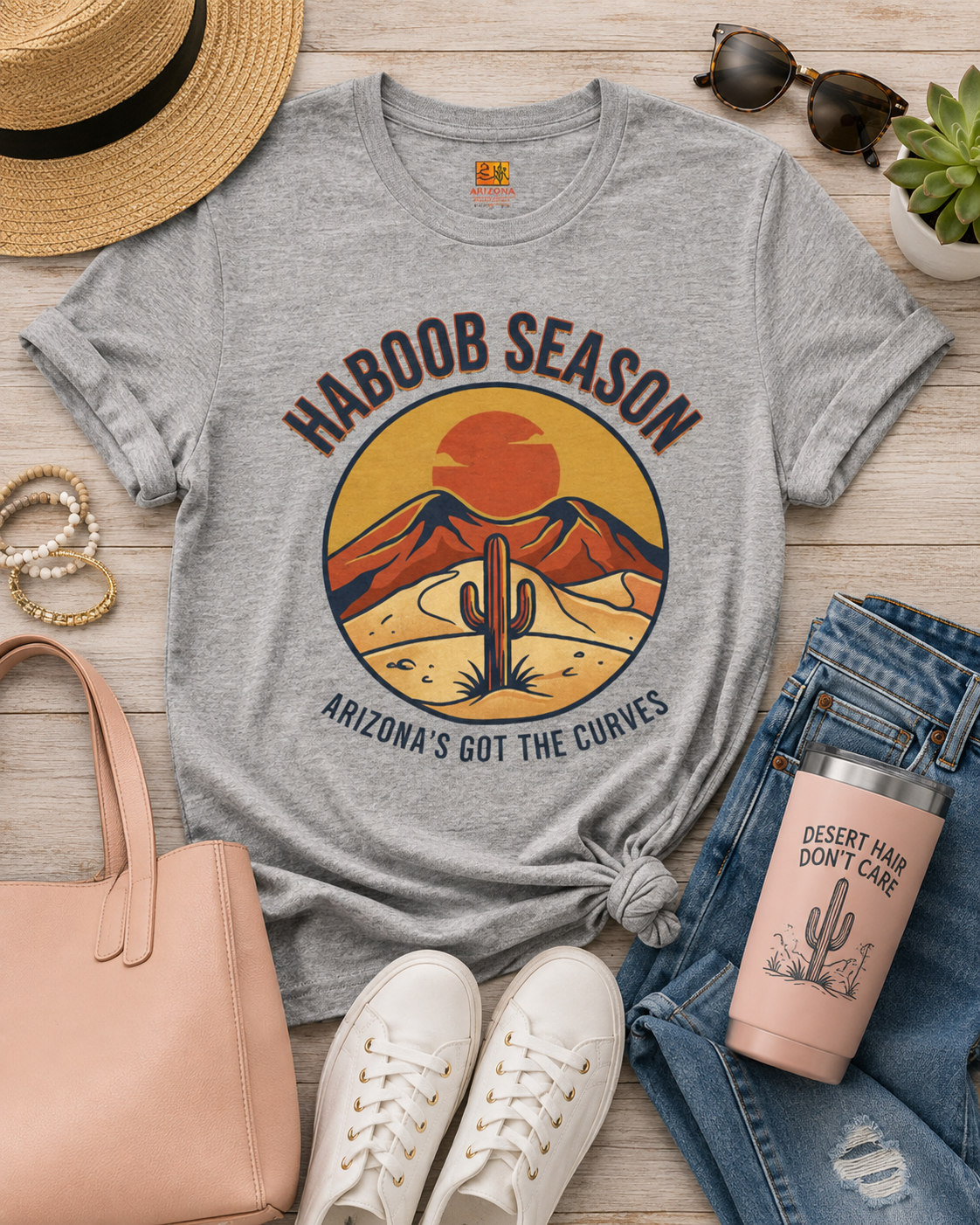 T-Shirt — "Haboob Season: Arizona's Got the Curves" Desert Storm Tee — front view