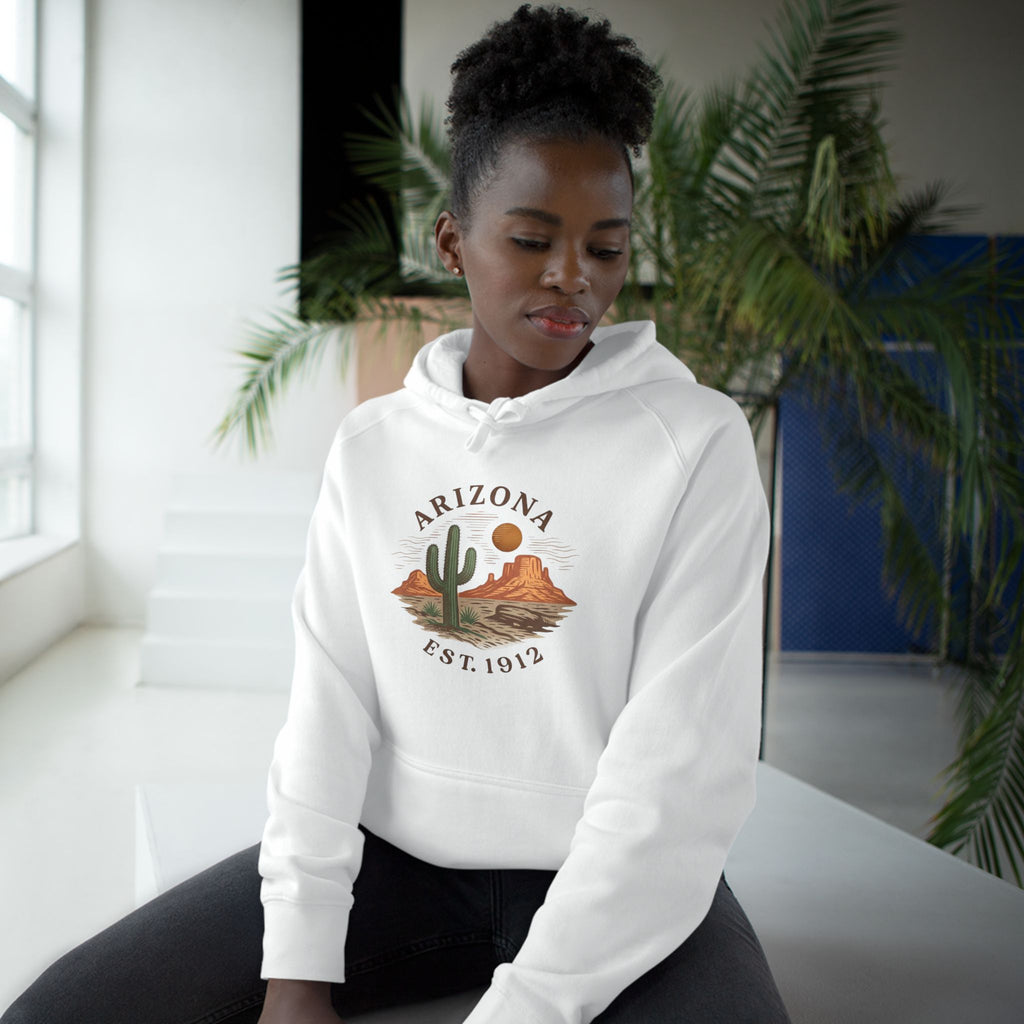 Arizona Desert Hoodie — Cactus Landscape "Est. 1912" Pullover