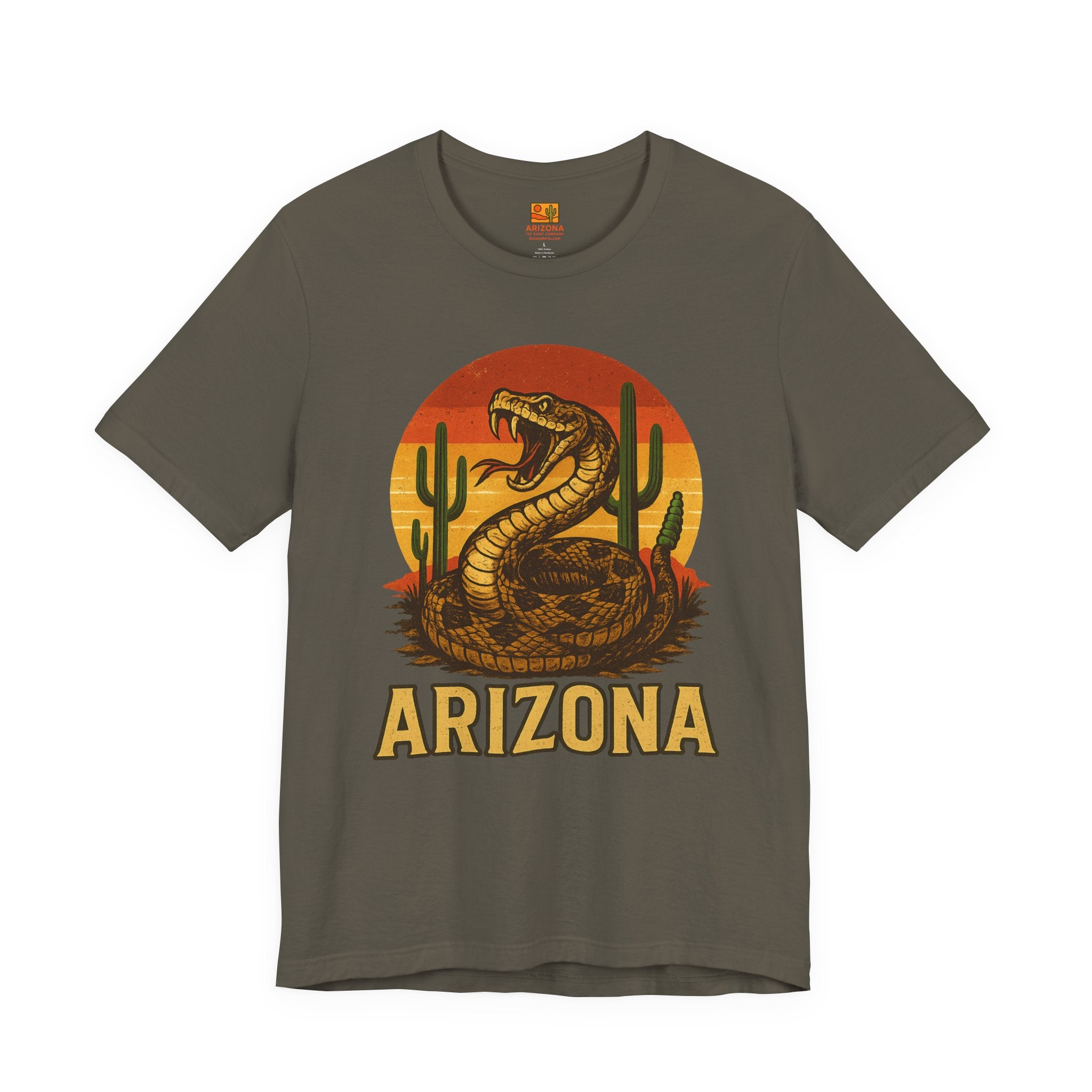 Arizona Rattlesnake Vintage Sunset Tee — detail view
