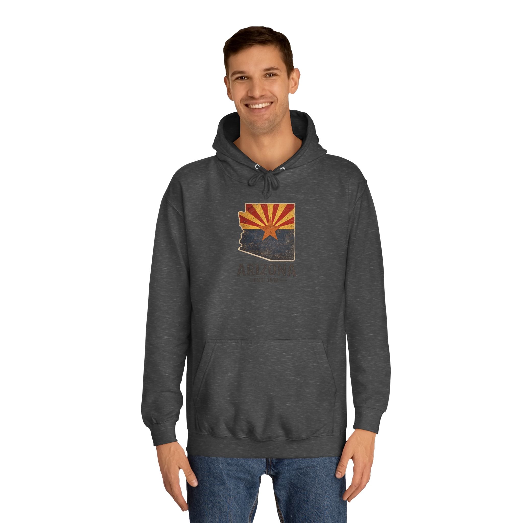 Arizona State Flag Pullover Hoodie — Vintage 'Arizona Est. 1912' Graphic Sweatshirt — side view 3