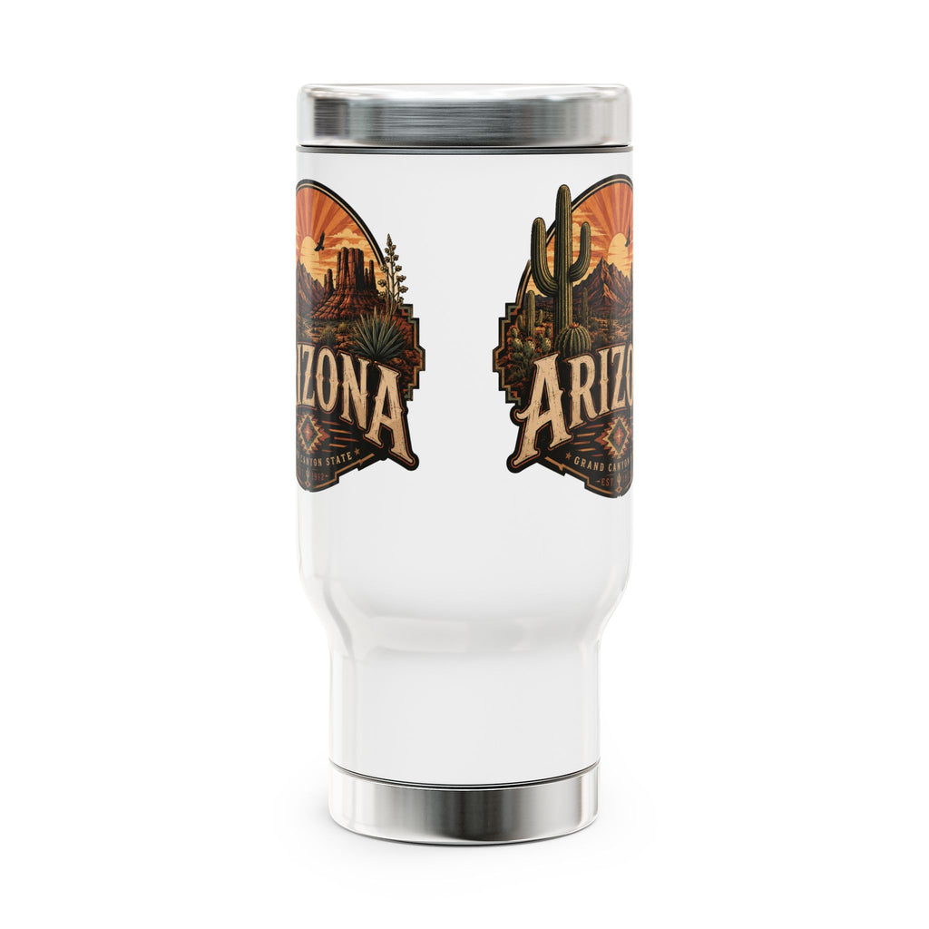 Arizona Desert Travel Mug — 14oz Stainless Steel Insulated Mug — side view