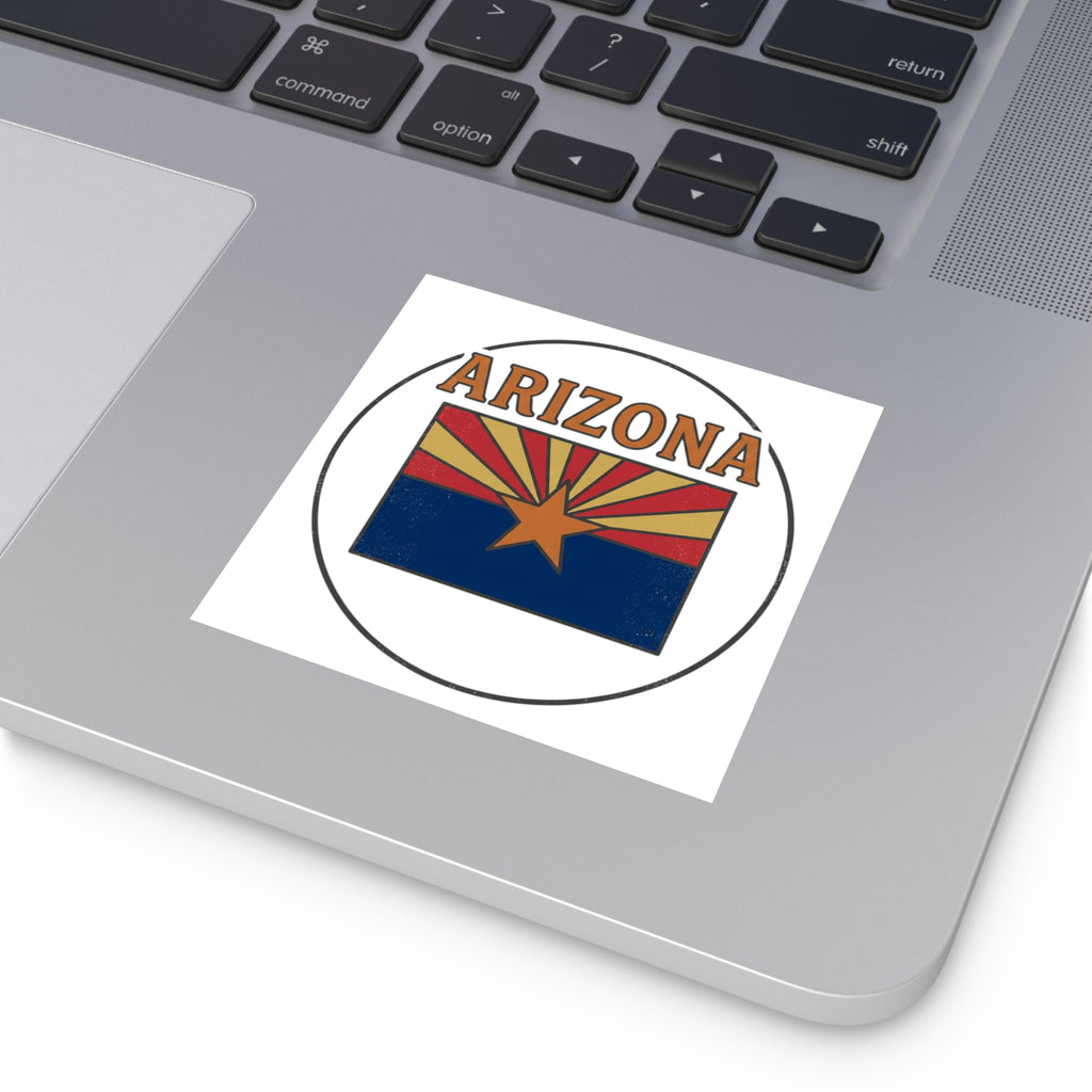 Arizona Flag Square Vinyl Sticker – Retro State Pride Decal — back view 2