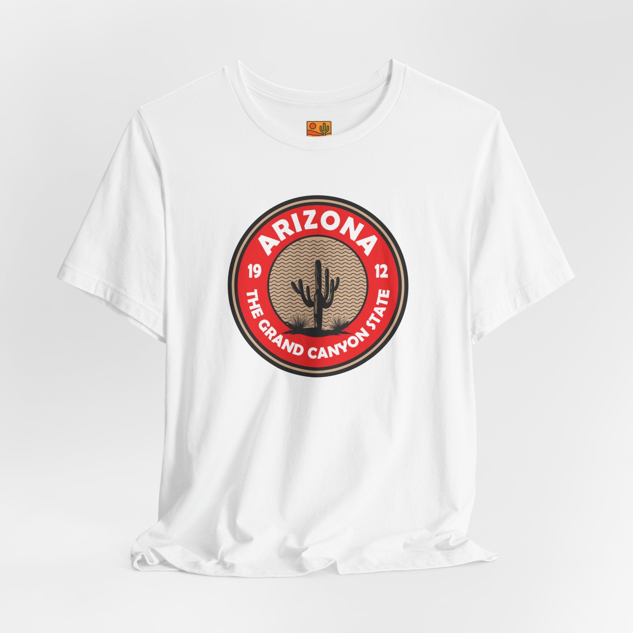 Arizona Cactus Badge Tee — The Grand Canyon State Travel T‑Shirt — back view 2