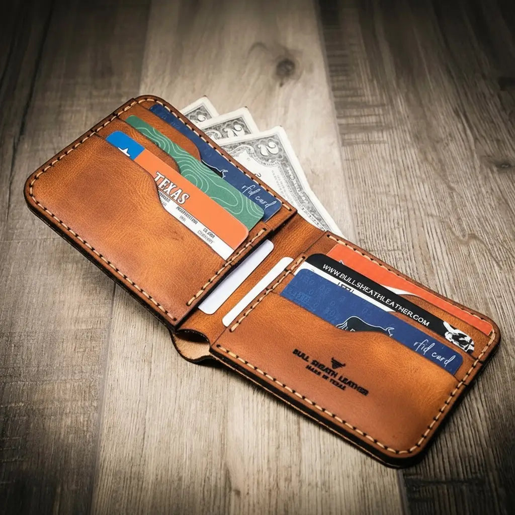Big Bend bifold full-grain leather wallet, view 9