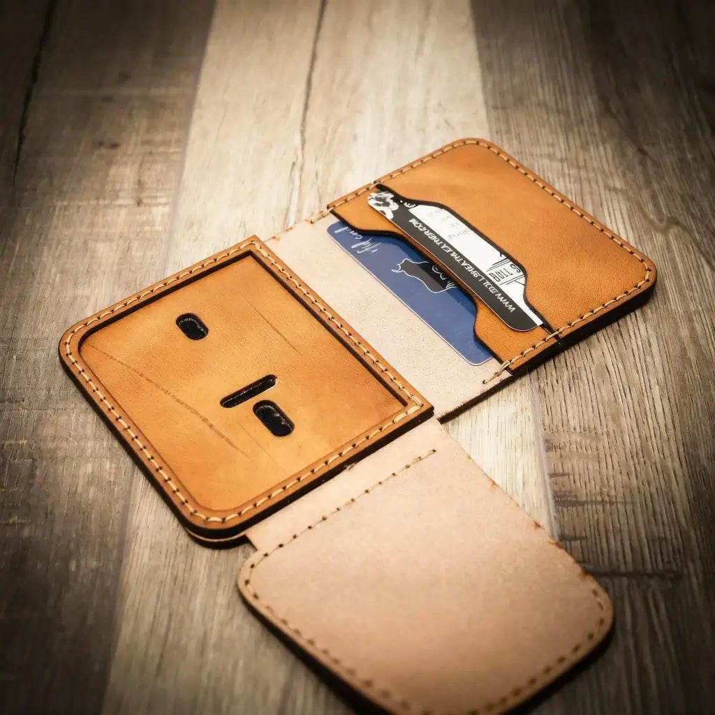 Minimalist leather badge wallet, view 3
