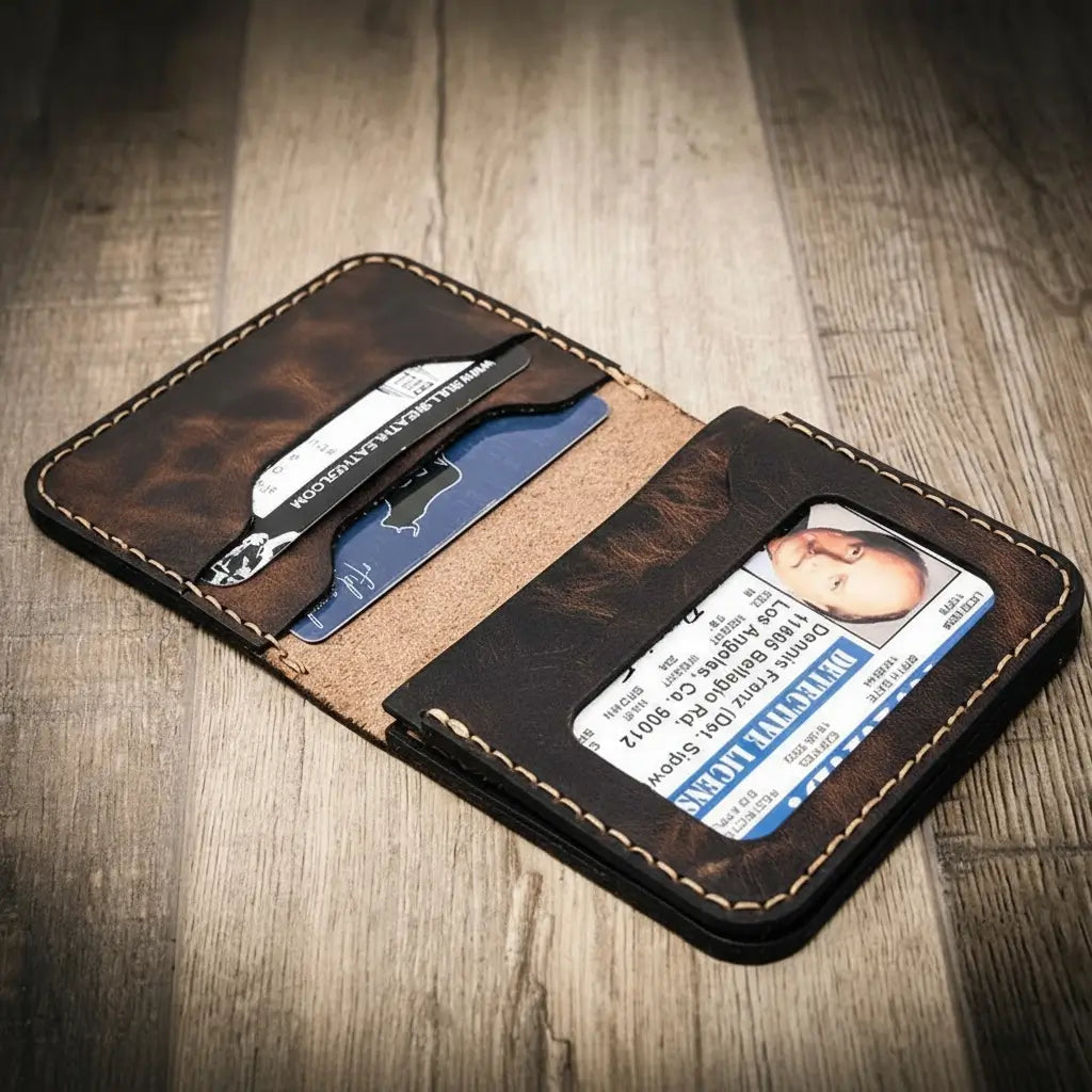 Minimalist leather badge wallet, view 10