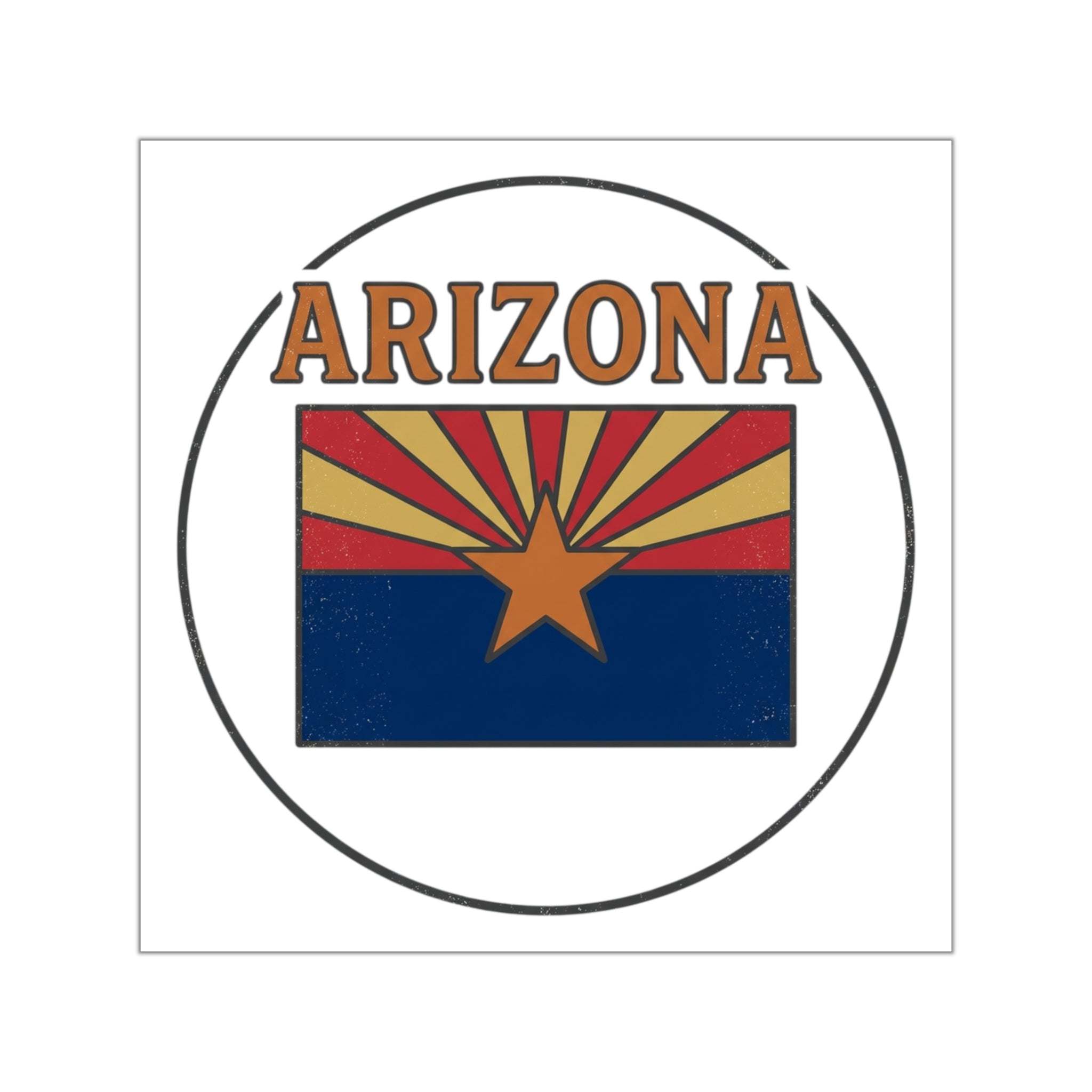 Arizona Flag Square Vinyl Sticker – Retro State Pride Decal — detail view
