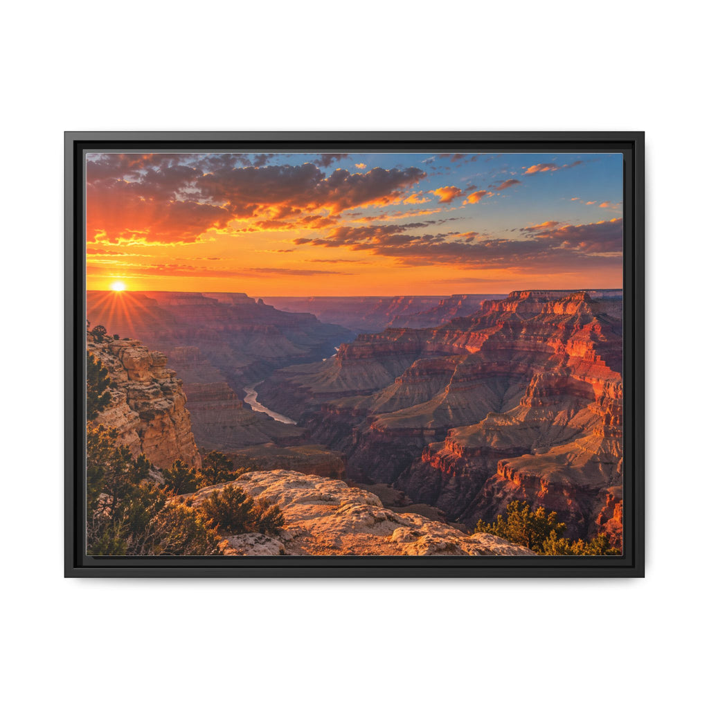 Grand Canyon at sunset canvas print with Colorado River, framed Arizona wall art