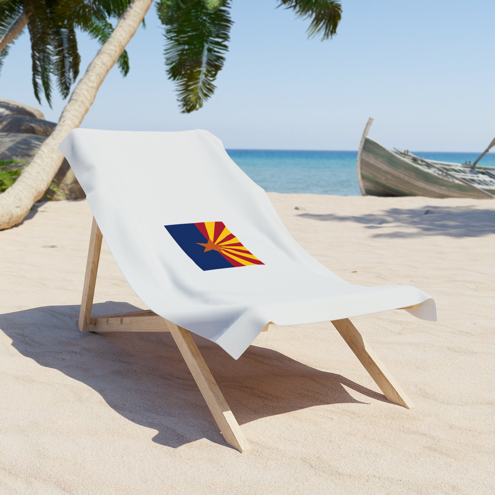 Arizona Flag Beach Towel — State Sunset Design — back view