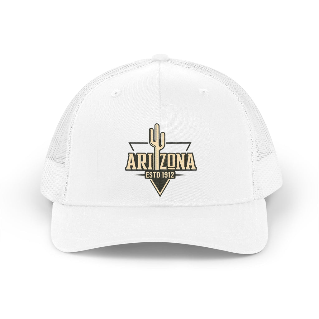 Arizona Retro Trucker Hat — Vintage Cactus Logo Cap — front view