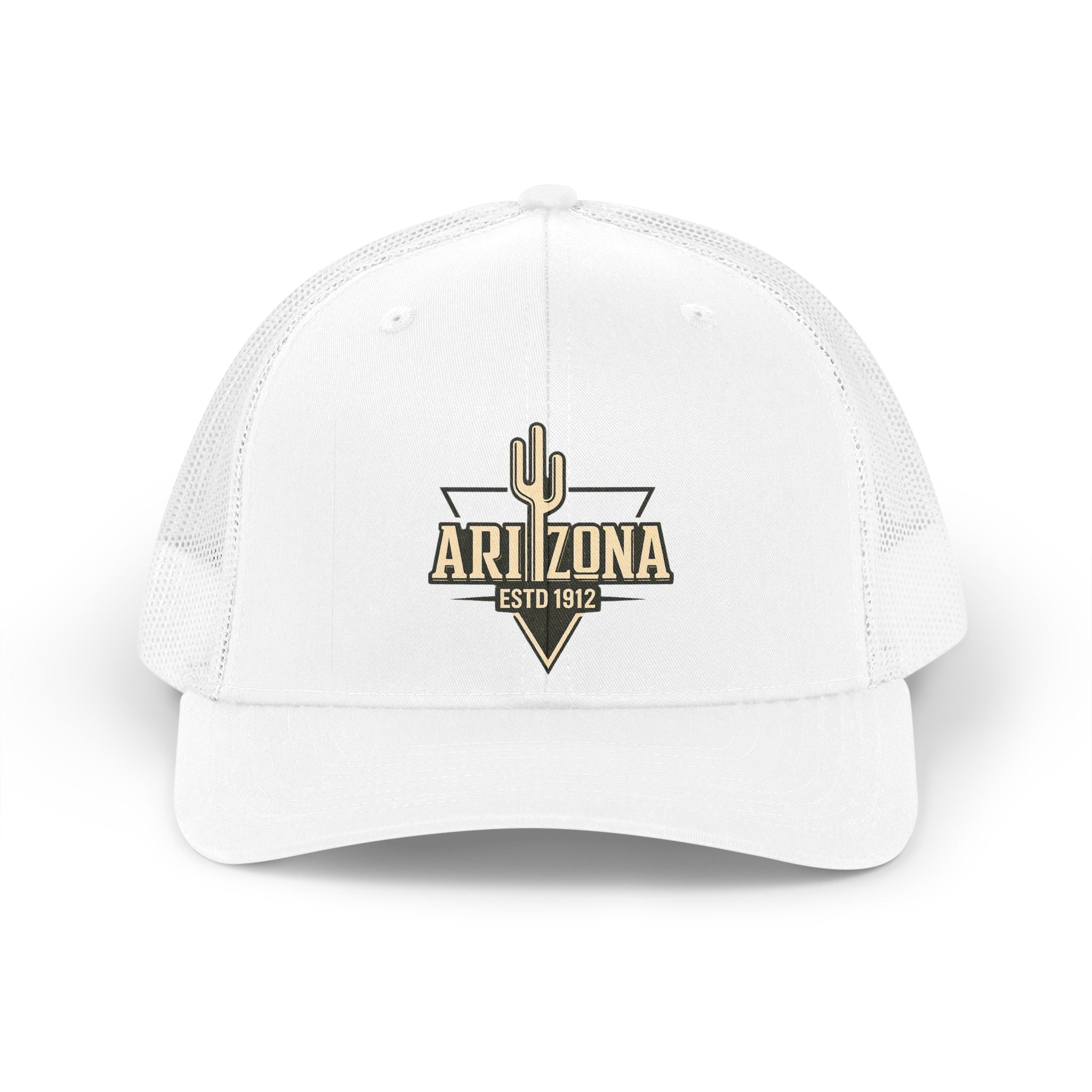 Arizona Retro Trucker Hat — Vintage Cactus Logo Cap — front view