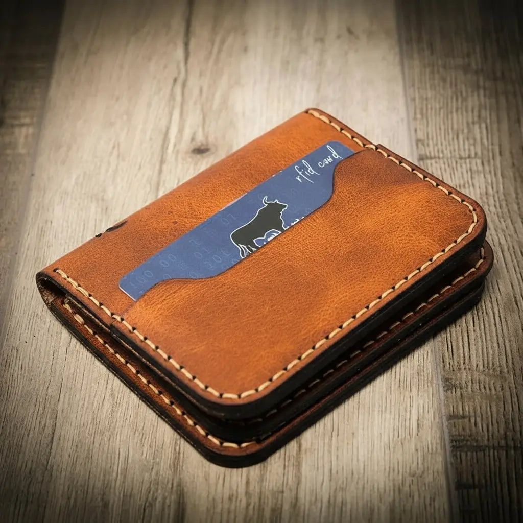 Minimalist leather badge wallet, view 14