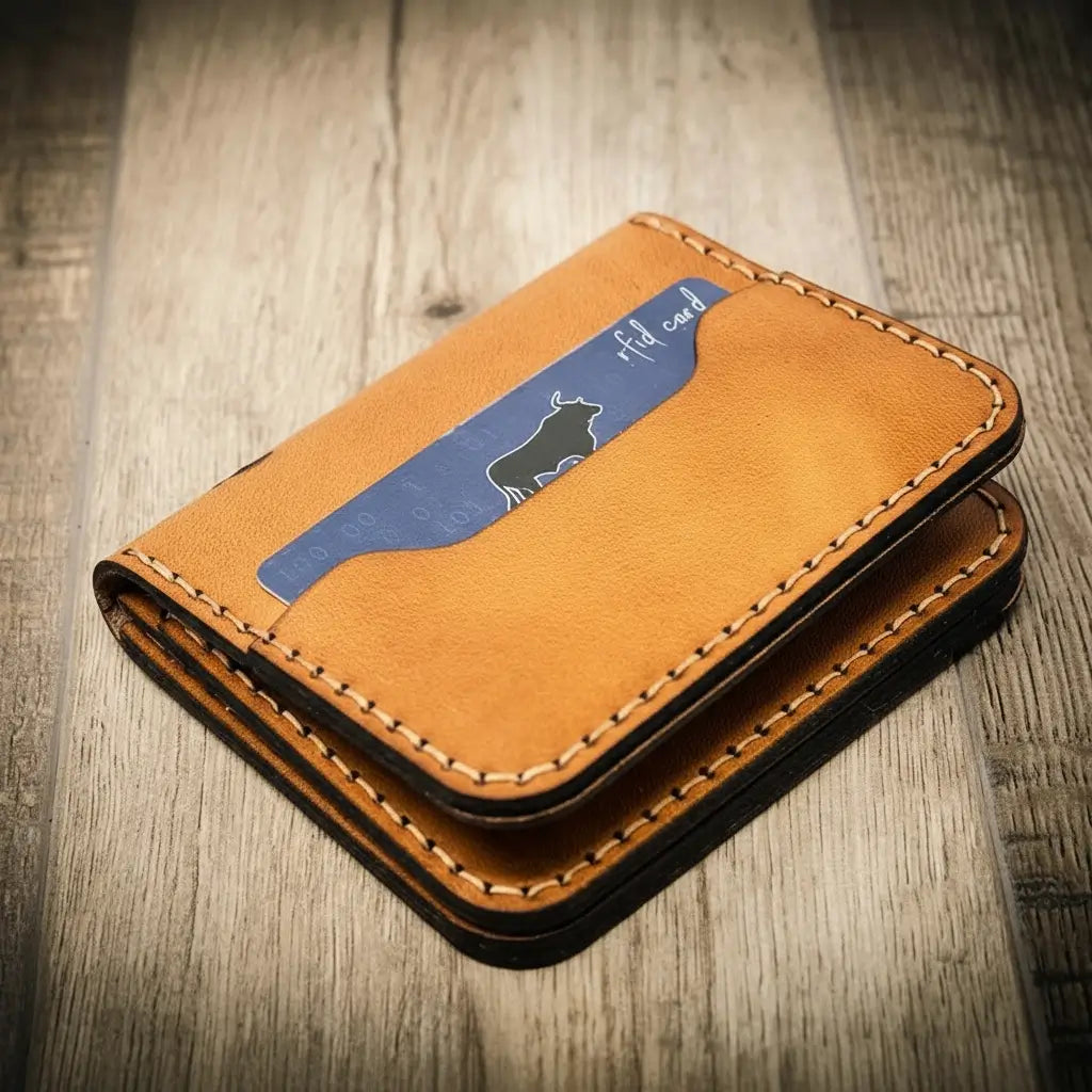 Minimalist leather badge wallet, view 4