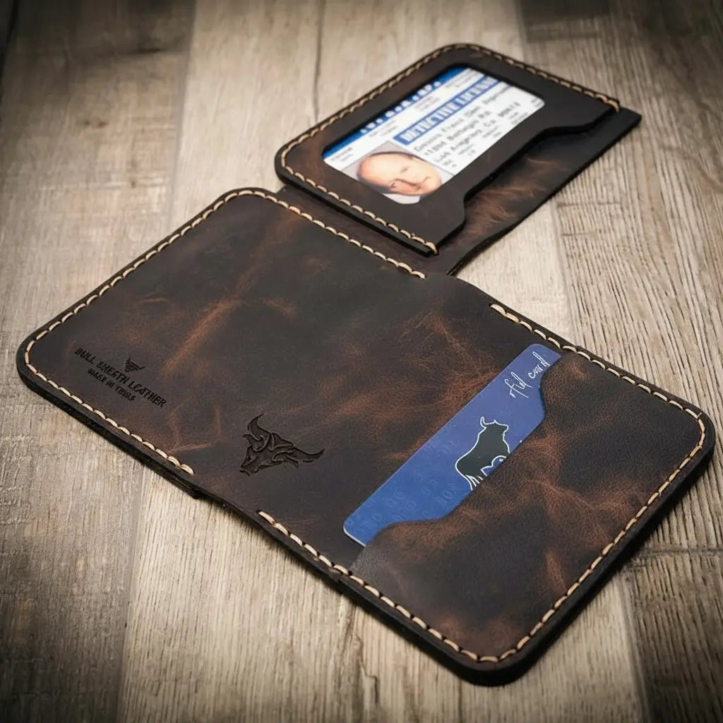 Minimalist leather badge wallet, view 7