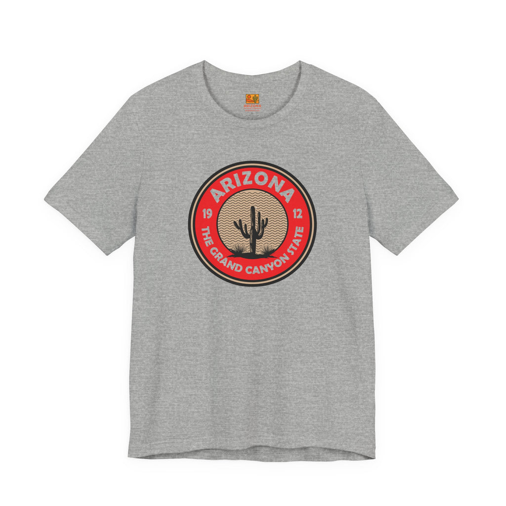 Arizona Cactus Badge Tee — The Grand Canyon State Travel T‑Shirt — side view