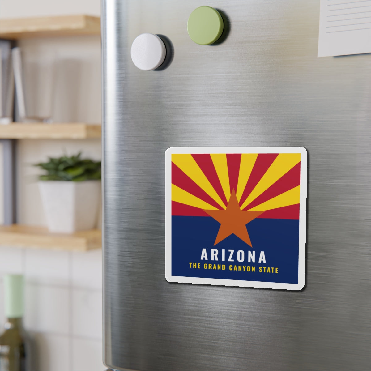 Arizona Grand Canyon State Flag Refrigerator Magnet – Die-Cut AZ Fridge Magnet — front view 2