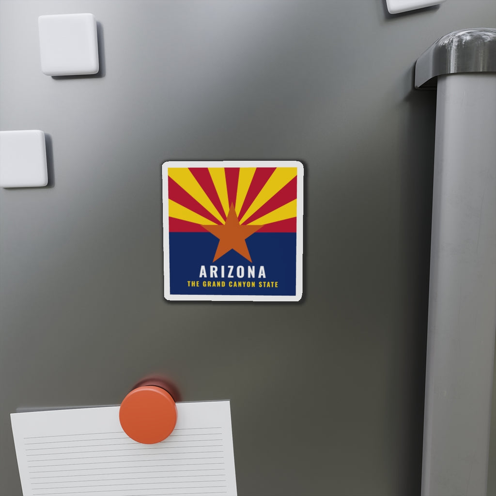 Arizona Grand Canyon State Flag Refrigerator Magnet – Die-Cut AZ Fridge Magnet — detail view
