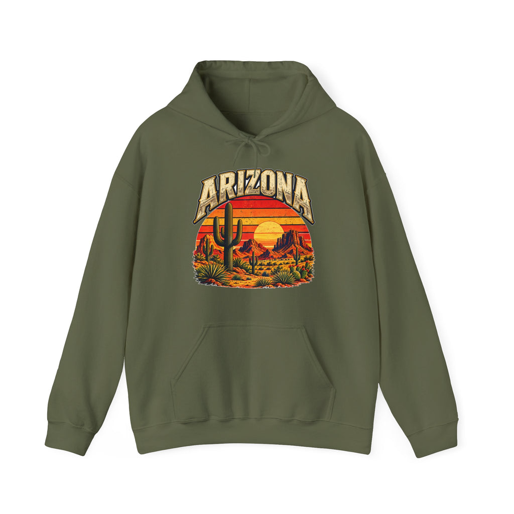 Arizona Saguaro Sunset Hoodie in military green