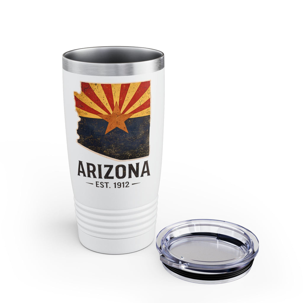 Arizona State Outline 20oz Tumbler — Vintage Flag Design — lifestyle view