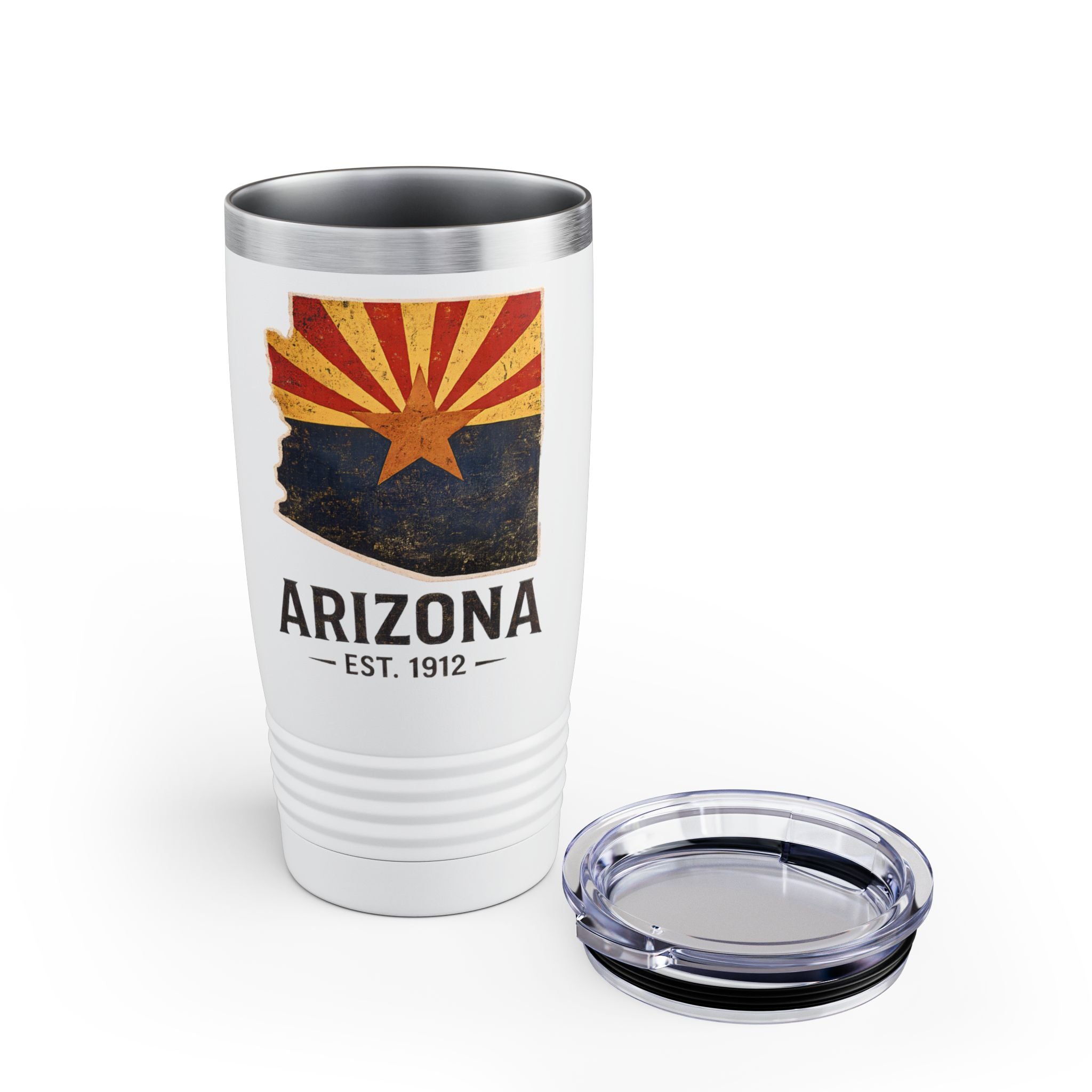 Arizona State Outline 20oz Tumbler — Vintage Flag Design — lifestyle view