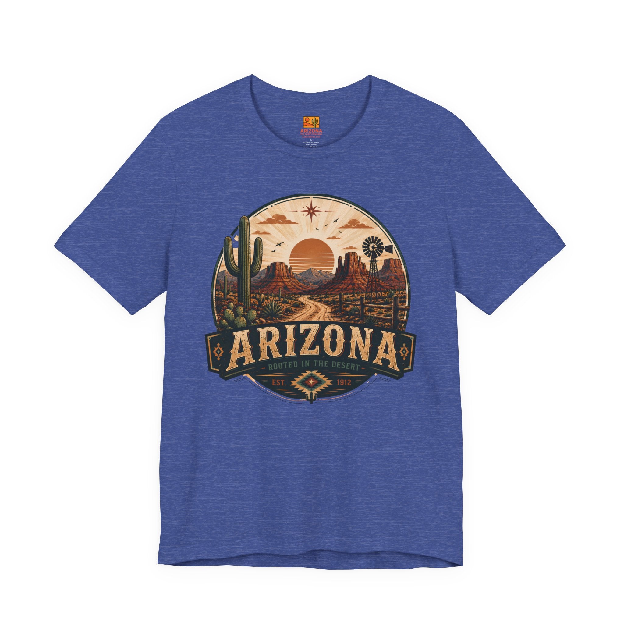 Arizona Desert Tee — Retro Sunset Cactus Arizona T-Shirt — back view 2