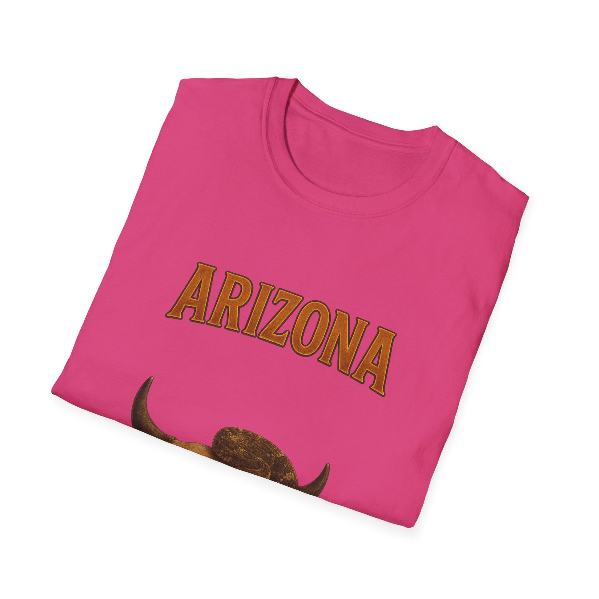 Arizona Graphic T-Shirt - Softstyle Unisex Tee with Rattlesnake & Bull Design Printify