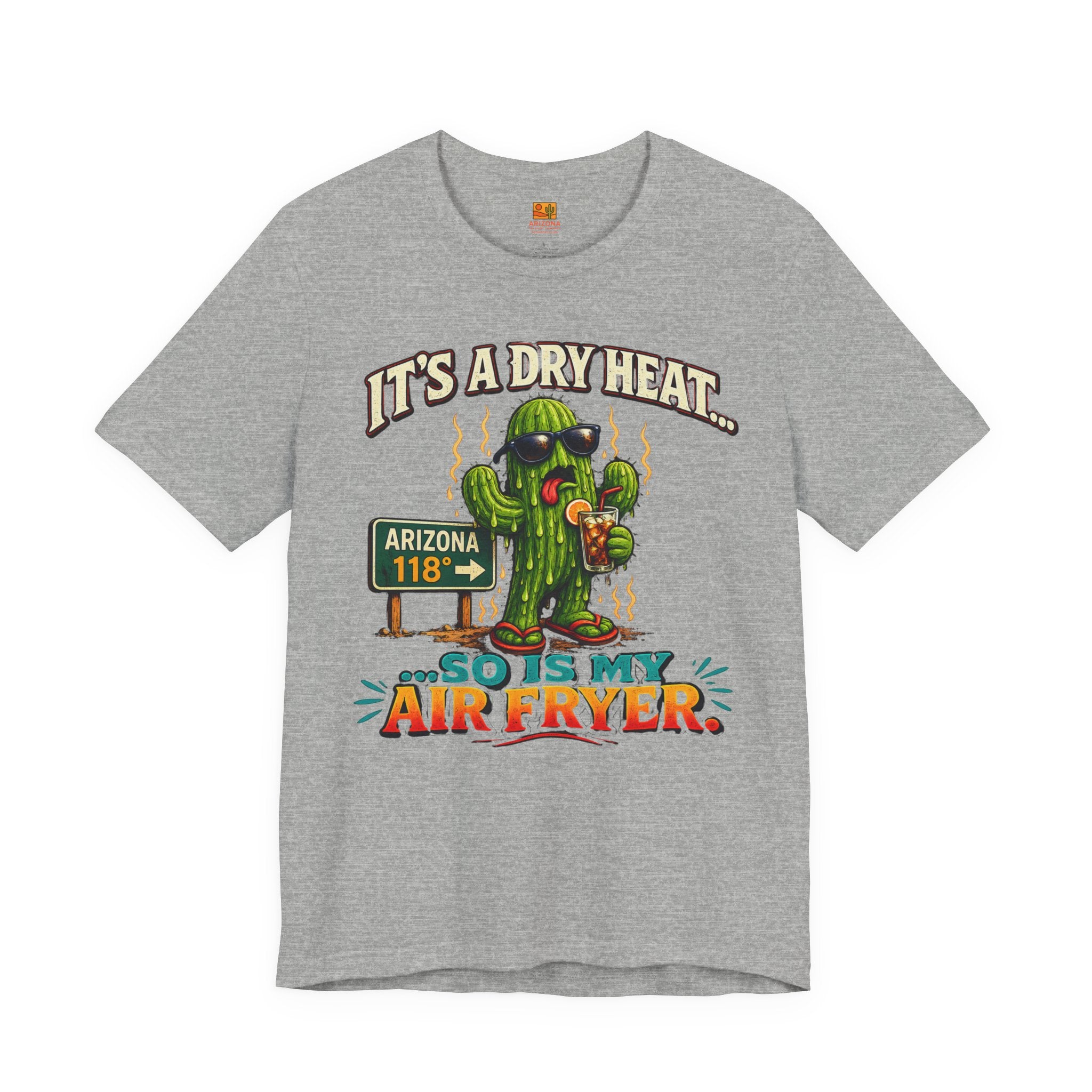 Funny Cactus 'It's a Dry Heat... So Is My Air Fryer' T-Shirt — back view 2