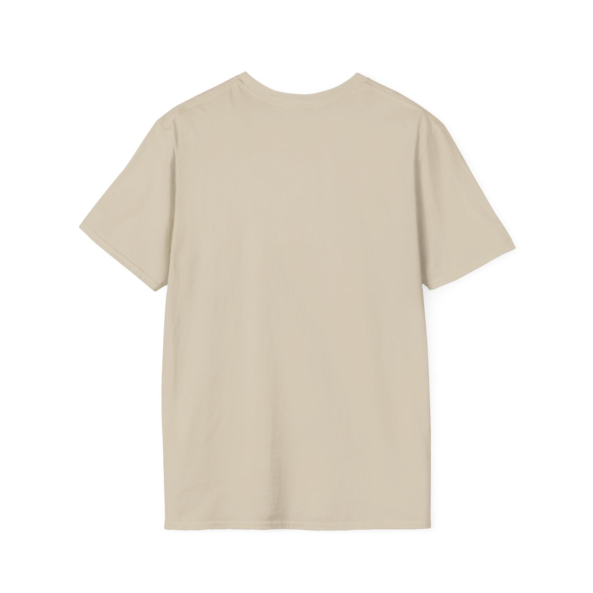 Back view of a beige unisex softstyle t-shirt showcasing a classic fit, perfect for casual wear or summer festivals.