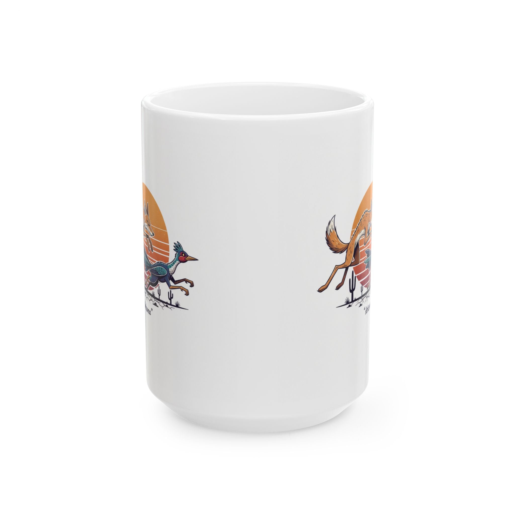 Coyote Wins Ceramic Mug — 'coyote wins' Text Design (11oz & 15oz) — back view