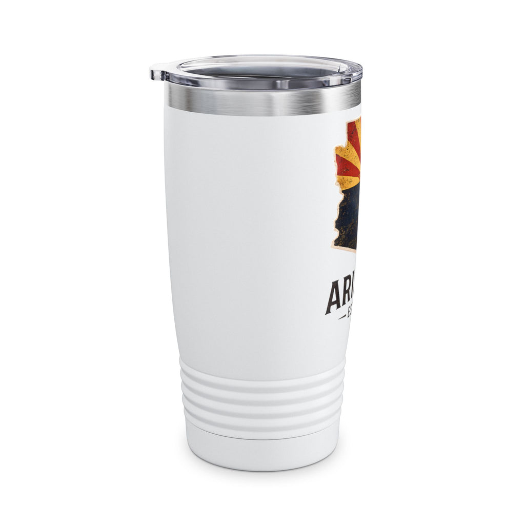 Arizona State Outline 20oz Tumbler — Vintage Flag Design — back view