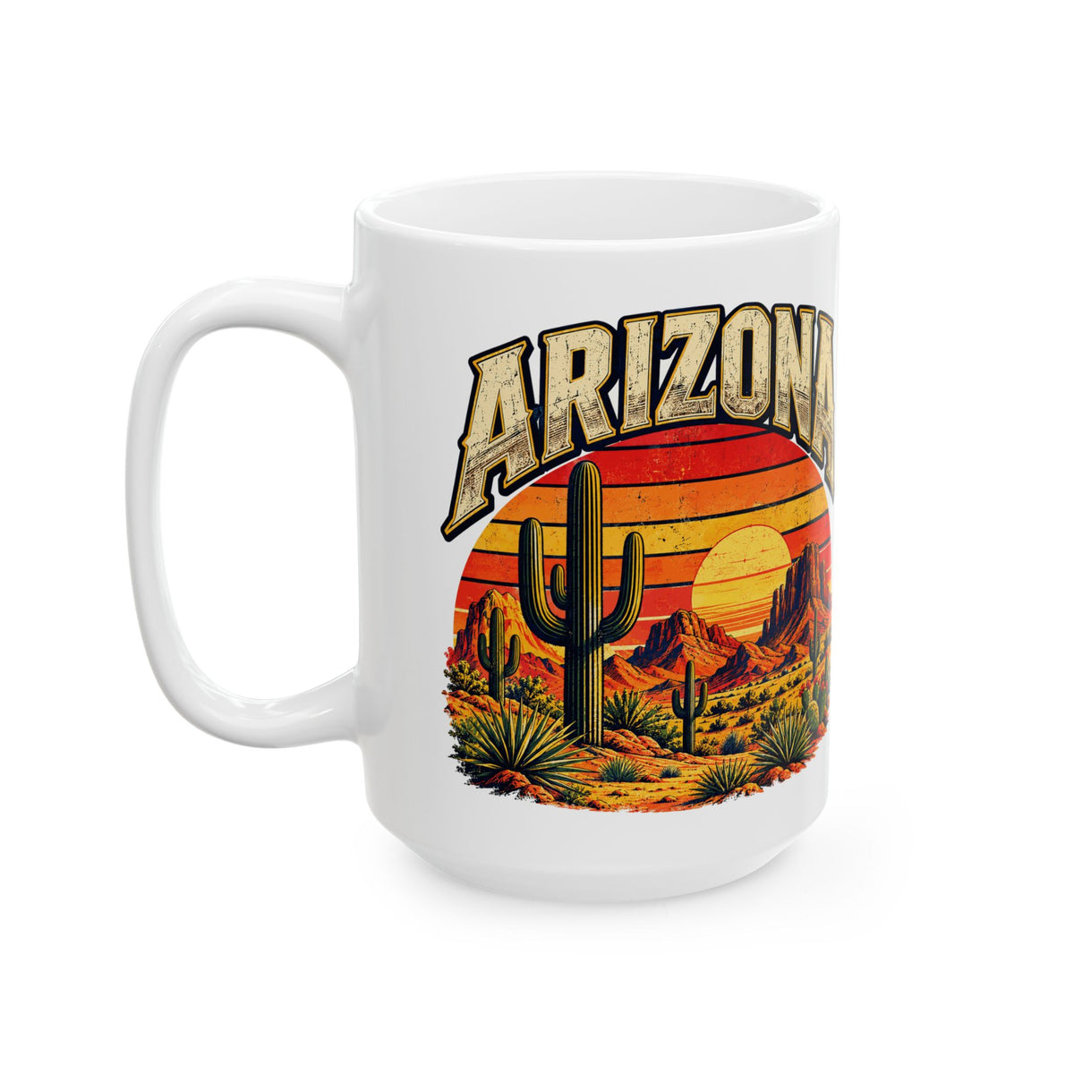 Arizona Saguaro Sunset ceramic mug side view