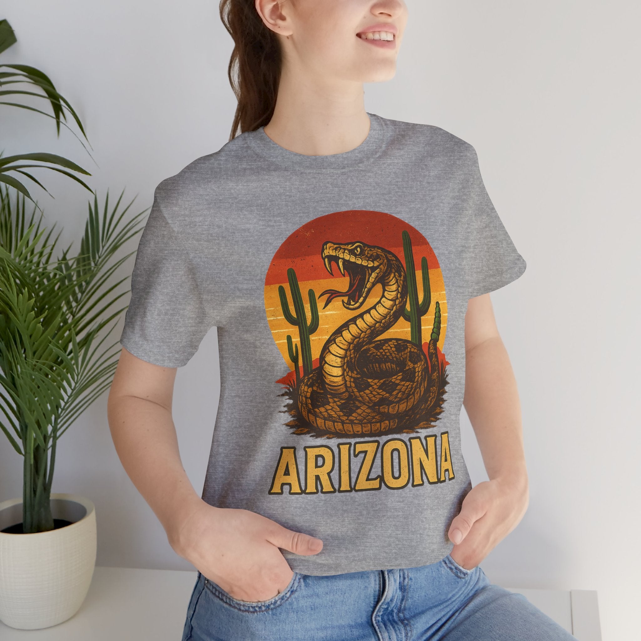 Arizona Rattlesnake Vintage Sunset Tee — lifestyle view