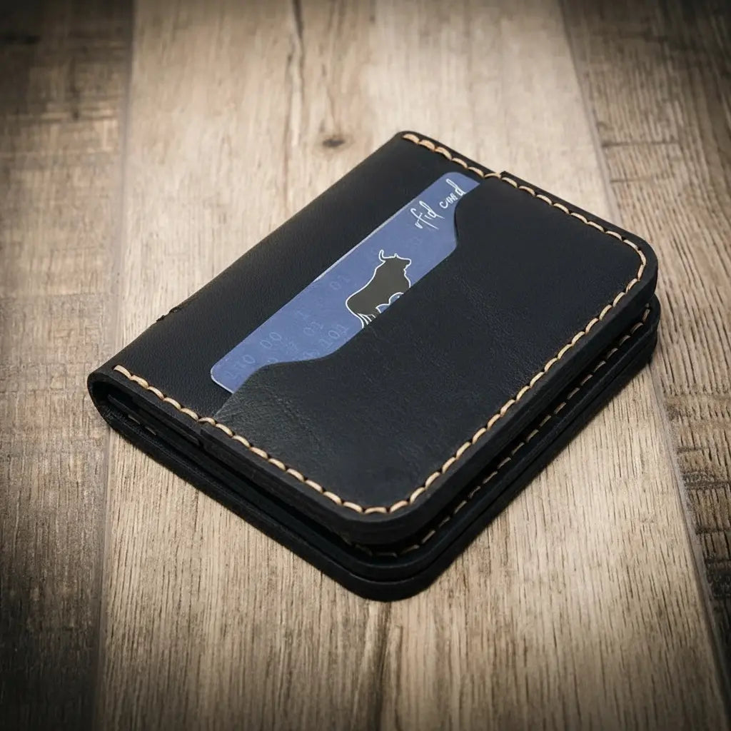 Minimalist leather badge wallet, view 19