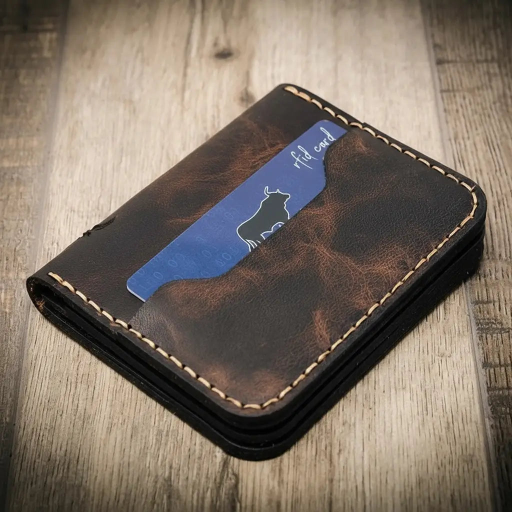 Minimalist leather badge wallet, view 9