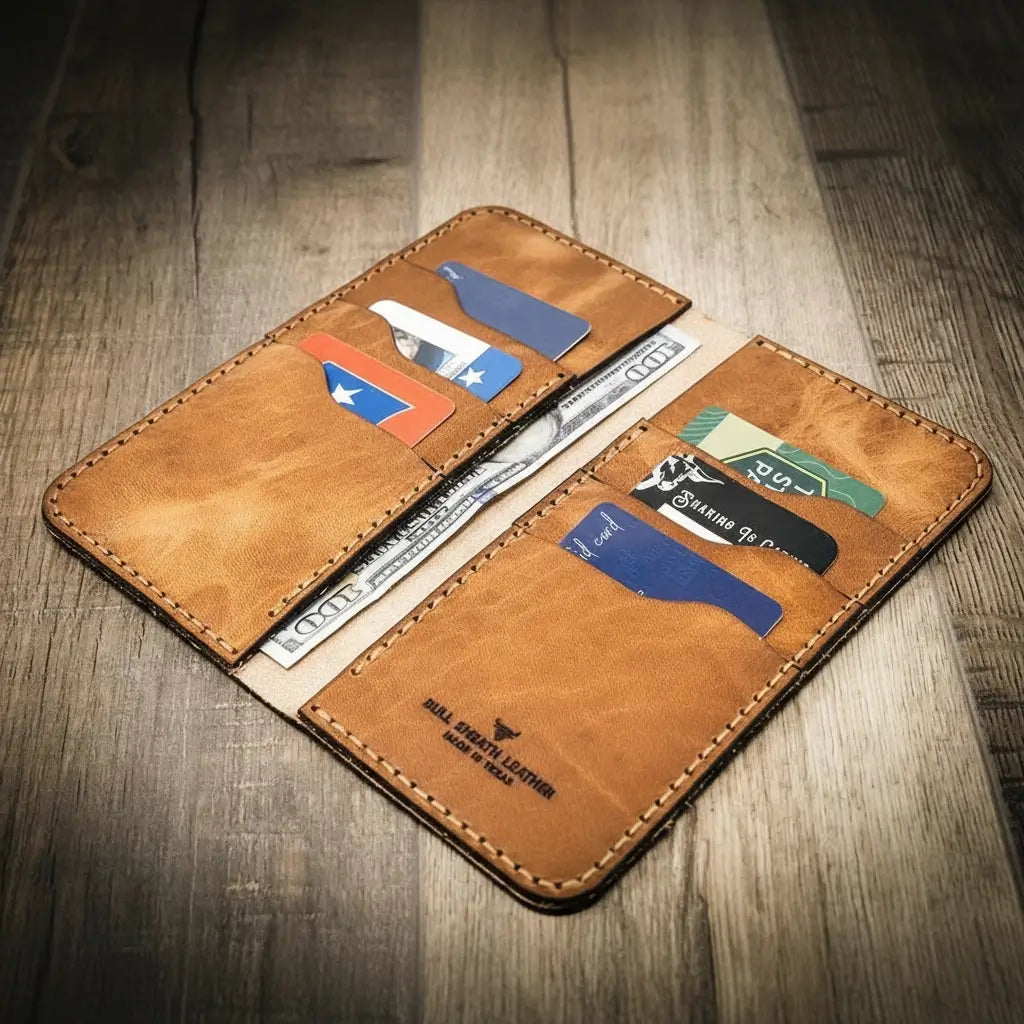 Houstonian long leather wallet, Western roper style