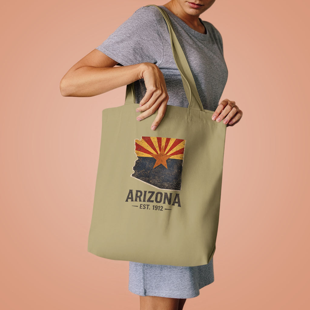 Arizona State Flag Canvas Tote Bag - Vintage Arizona Est. 1912 Shopping Bag