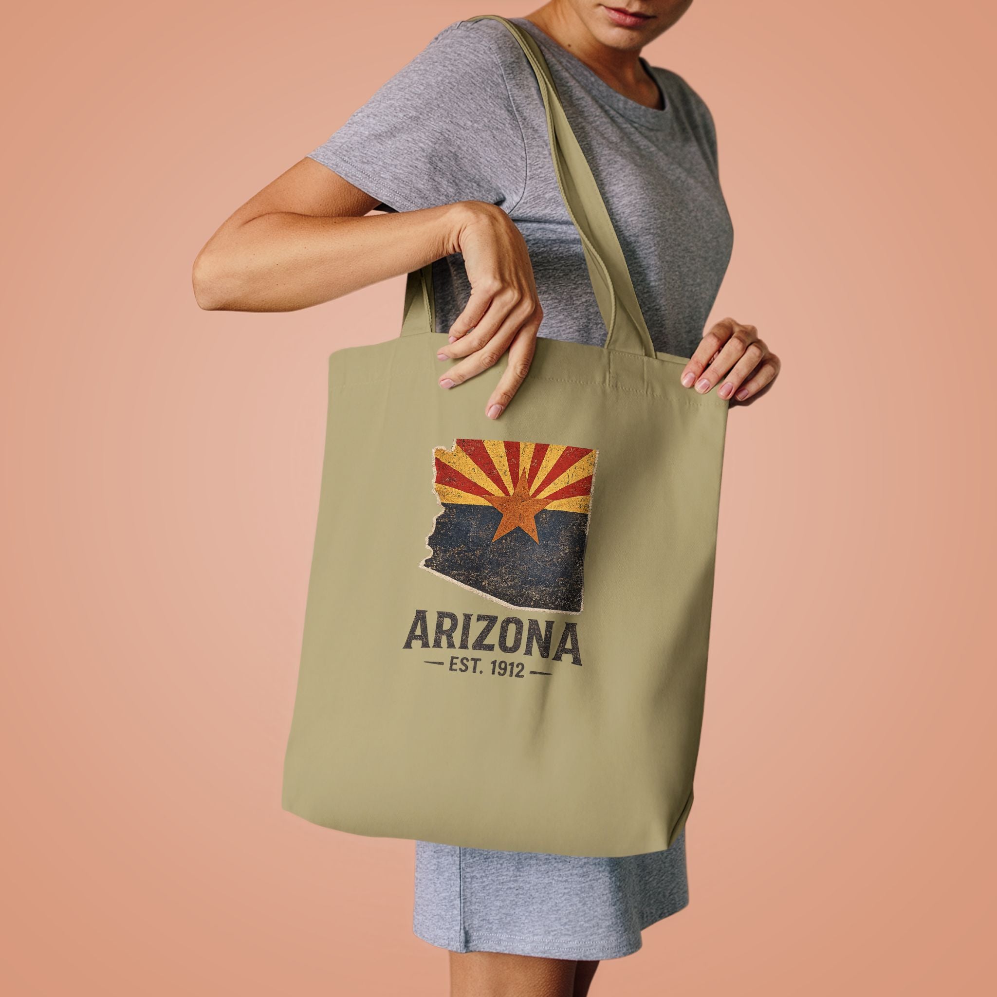 Arizona State Flag Canvas Tote Bag - Vintage Arizona Est. 1912 Shopping Bag