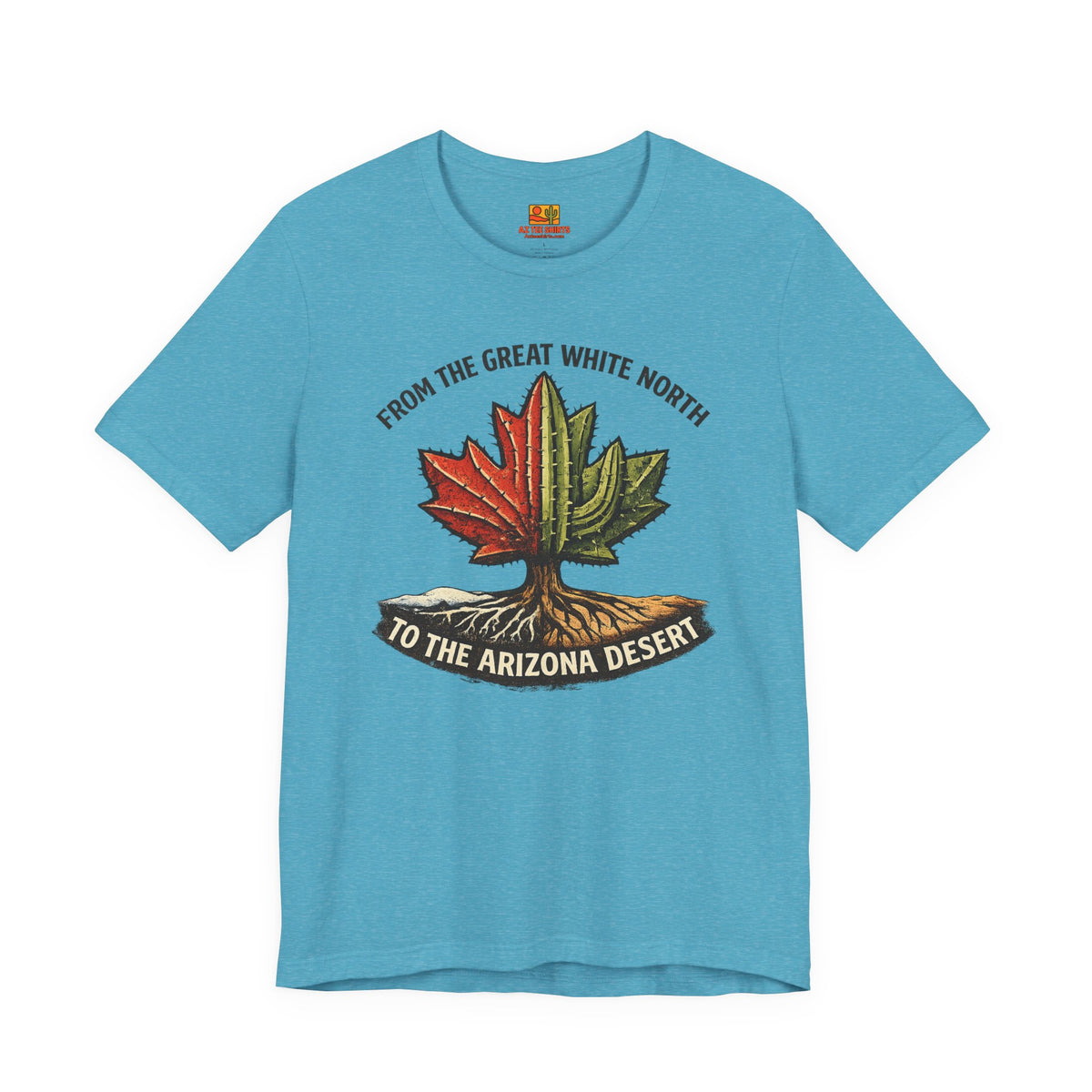 Canada to Arizona Travel Tee — "From the Great White North to the Arizona Desert" — front view 2