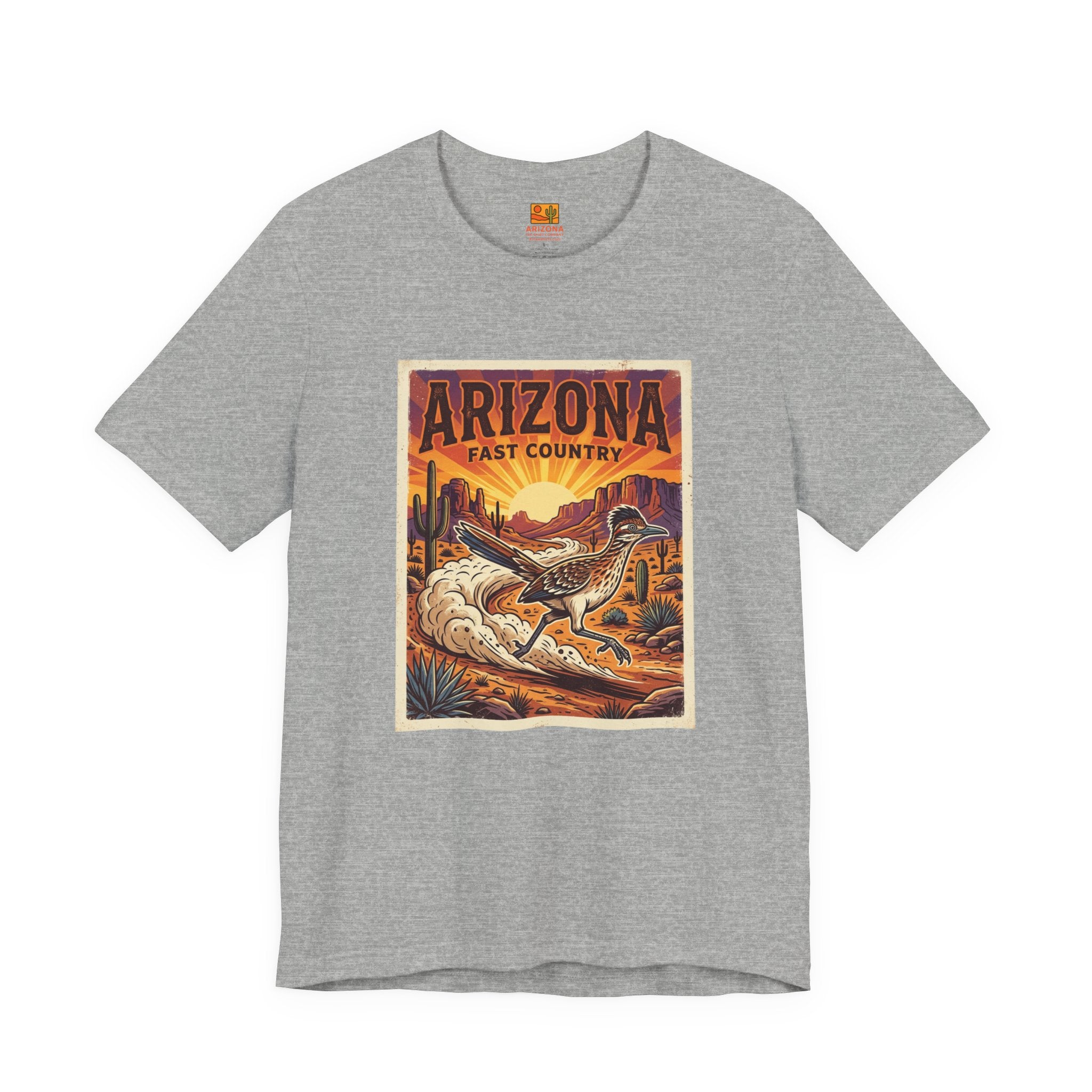 Arizona Fast Country Tee — Vintage Roadrunner Desert Graphic T-Shirt — side view