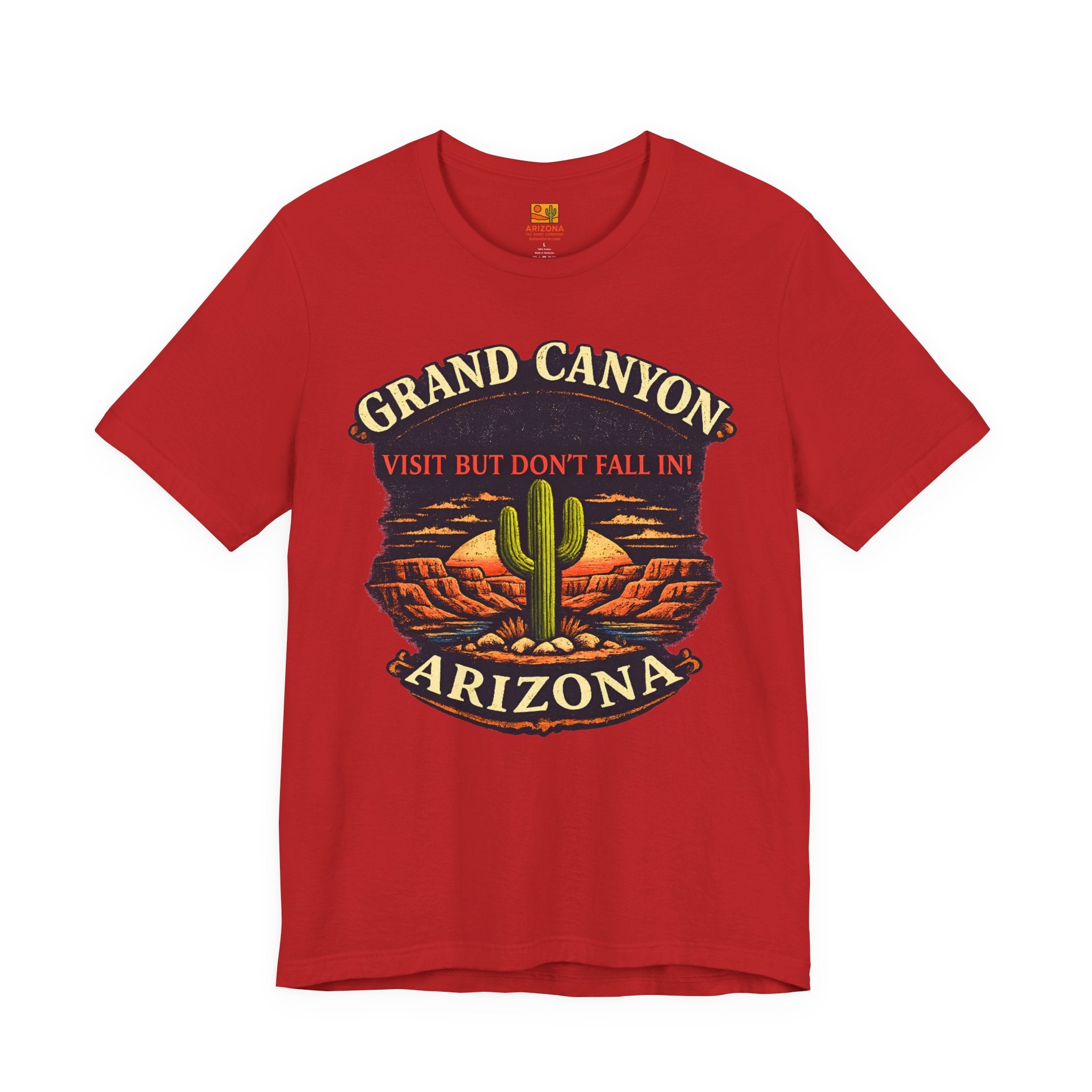 Grand Canyon 'Visit But Don't Fall In' T-Shirt — Arizona Desert Cactus Souvenir — back view 2